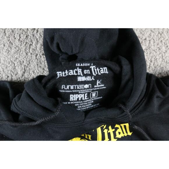 New Attack on Titan Hoodie Adult L Black Double Sided Graphic Print Season 3 - Picture 3 of 5